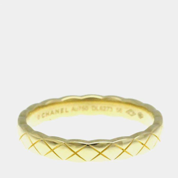 Pre Owned Chanel Coco Crush Mini 18K Yellow Gold Band Ring EU 56