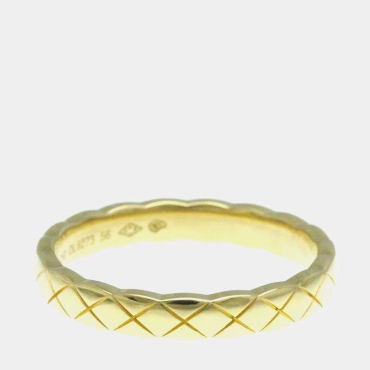 Pre Owned Chanel Coco Crush Mini 18K Yellow Gold Band Ring EU 56
