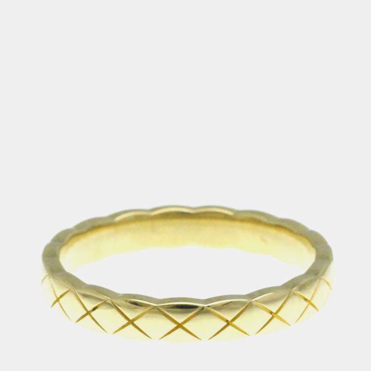 Pre Owned Chanel Coco Crush Mini 18K Yellow Gold Band Ring EU 56