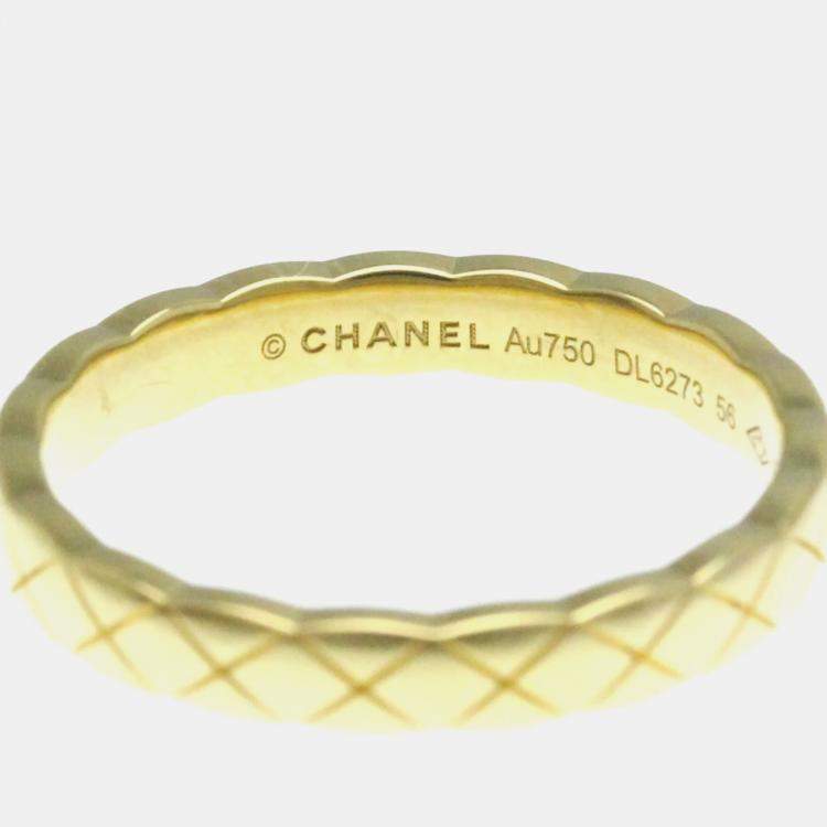 Pre Owned Chanel Coco Crush Mini 18K Yellow Gold Band Ring EU 56