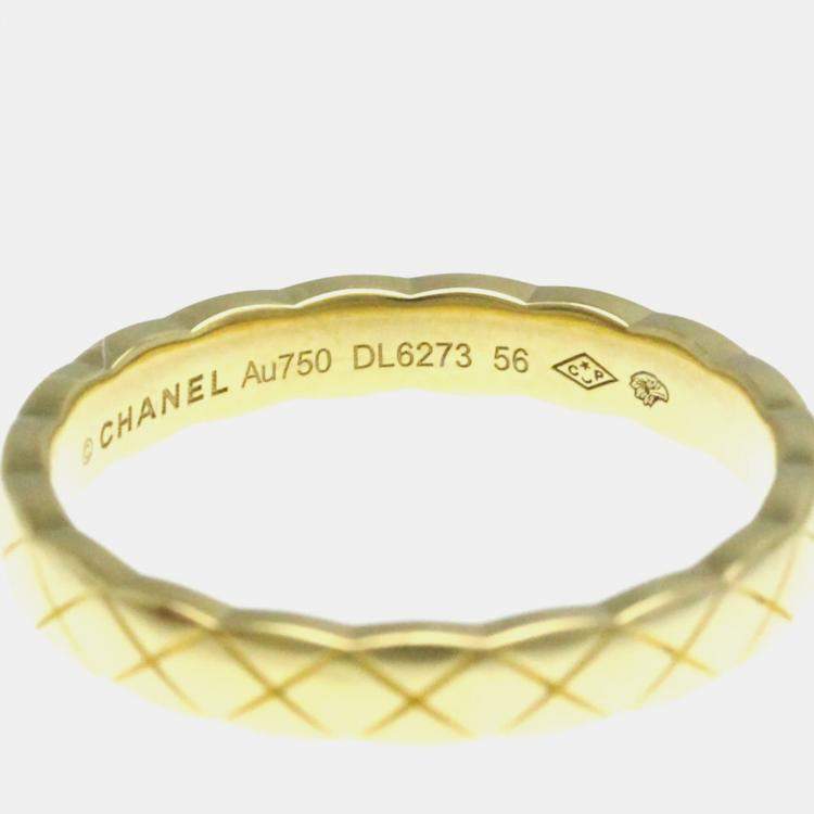 Pre Owned Chanel Coco Crush Mini 18K Yellow Gold Band Ring EU 56