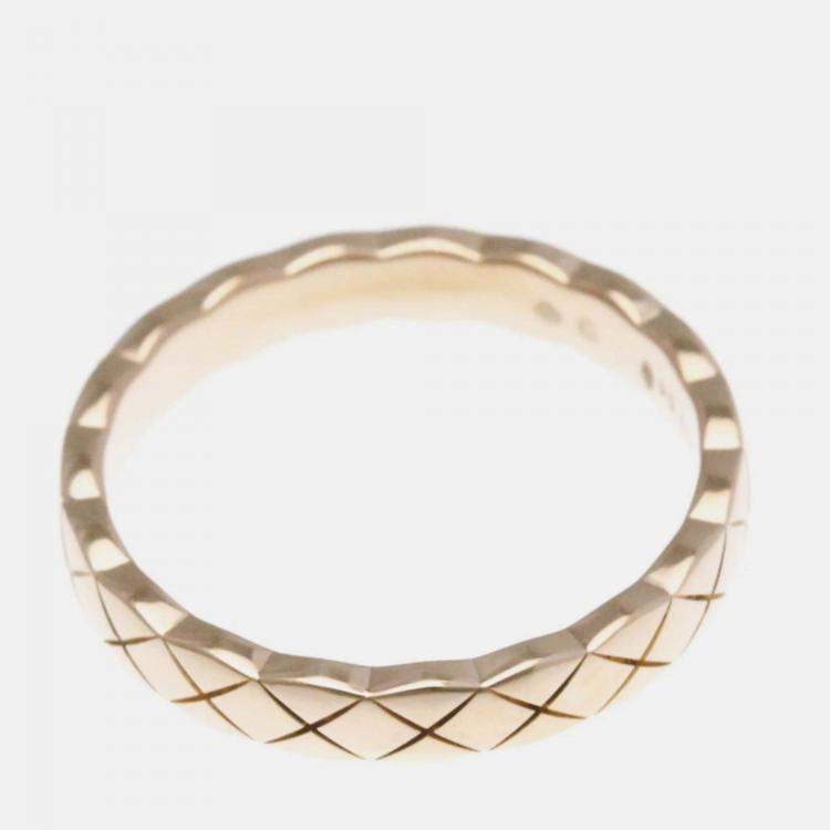 Pre Owned Chanel Coco Crush Ring Mini Pink Gold 18K Fashion Band Ring Pink Gold