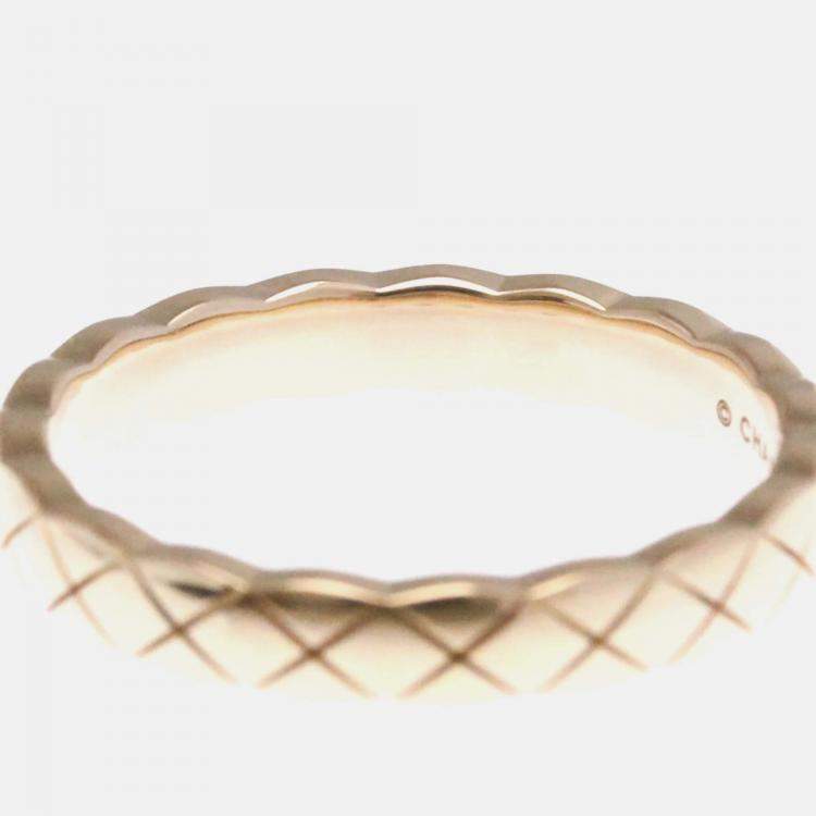 Pre Owned Chanel Coco Crush Ring Mini Pink Gold 18K Fashion Band Ring Pink Gold
