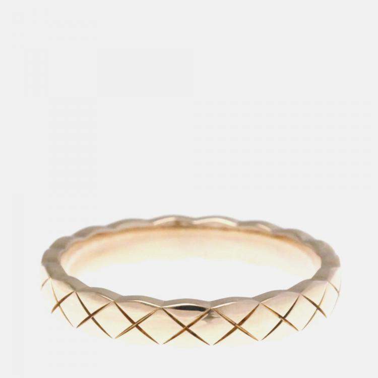 Pre Owned Chanel Coco Crush Ring Mini Pink Gold 18K Fashion Band Ring Pink Gold