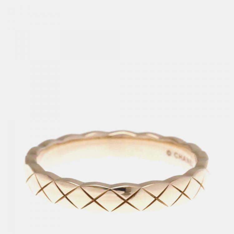 Pre Owned Chanel Coco Crush Ring Mini Pink Gold 18K Fashion Band Ring Pink Gold