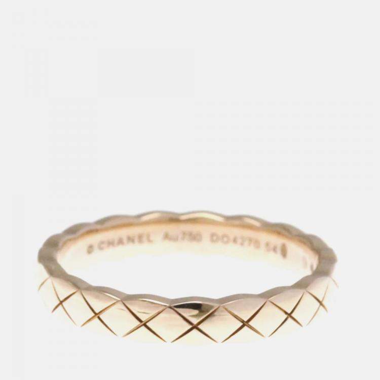 Pre Owned Chanel Coco Crush Ring Mini Pink Gold 18K Fashion Band Ring Pink Gold