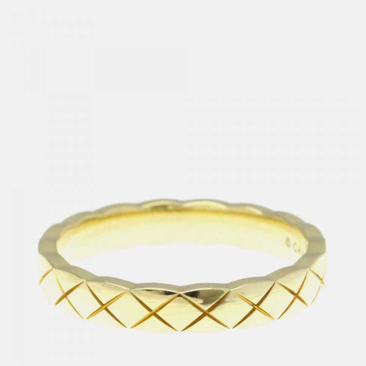 Pre Owned Chanel Coco Crush Ring Mini Yellow Gold 18K Fashion No Stone Band Ring Gold