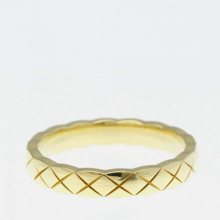 Pre Owned Chanel Coco Crush Ring Mini Yellow Gold 18K Fashion No Stone Band Ring Gold