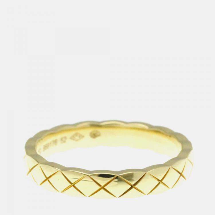 Pre Owned Chanel Coco Crush Ring Mini Yellow Gold 18K Fashion No Stone Band Ring Gold
