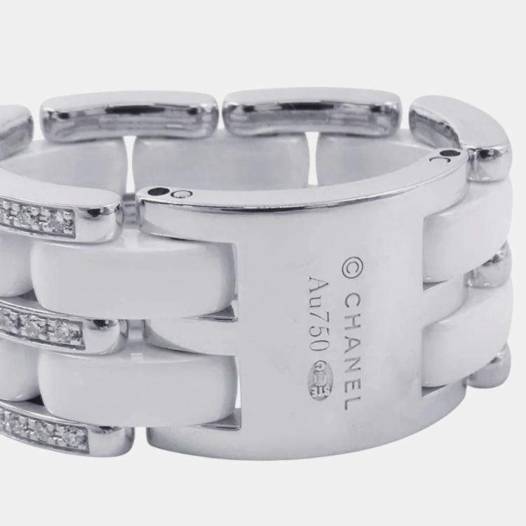 Pre Owned Chanel Ultra Diamond Ring 18 WG Ceramic EU 56