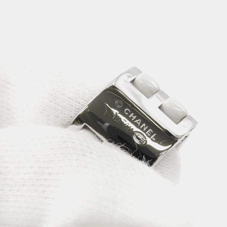 Pre Owned Chanel Ultra Diamond Ring 18 WG Ceramic EU 56