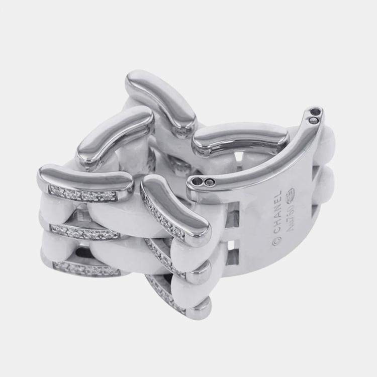 Pre Owned Chanel Ultra Diamond Ring 18 WG Ceramic EU 56
