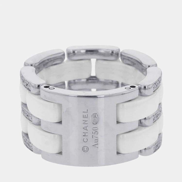 Pre Owned Chanel Ultra Diamond Ring 18 WG Ceramic EU 56