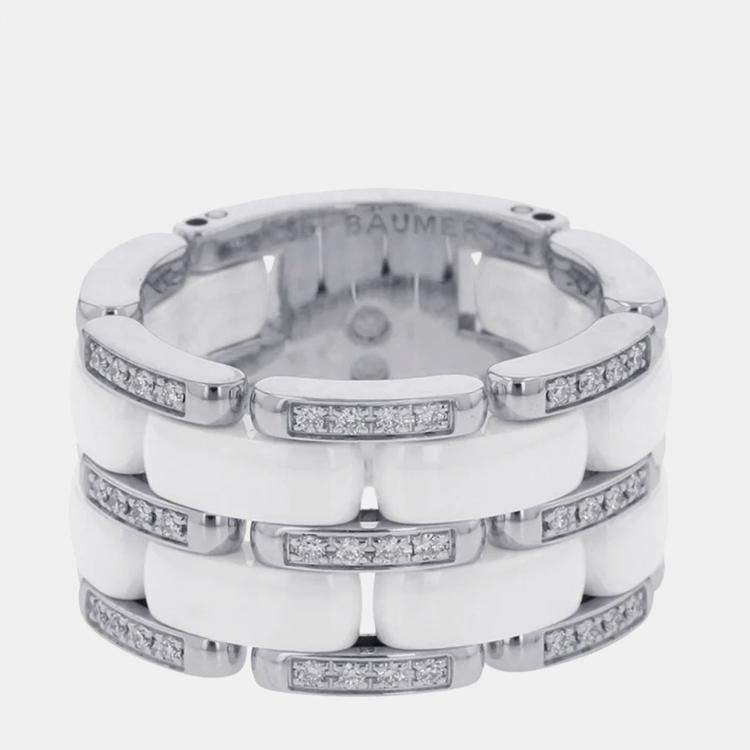 Pre Owned Chanel Ultra Diamond Ring 18 WG Ceramic EU 56