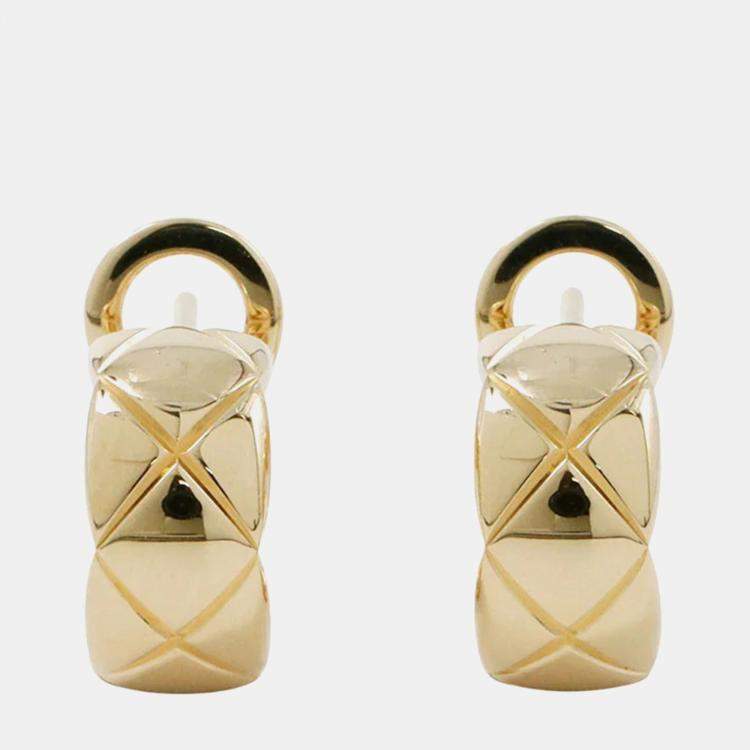 Pre Owned Chanel 18K Yellow Gold Coco Crush Earrings 