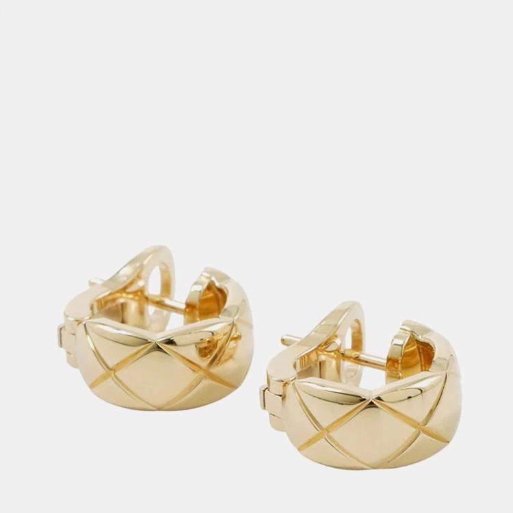Pre Owned Chanel 18K Yellow Gold Coco Crush Earrings 