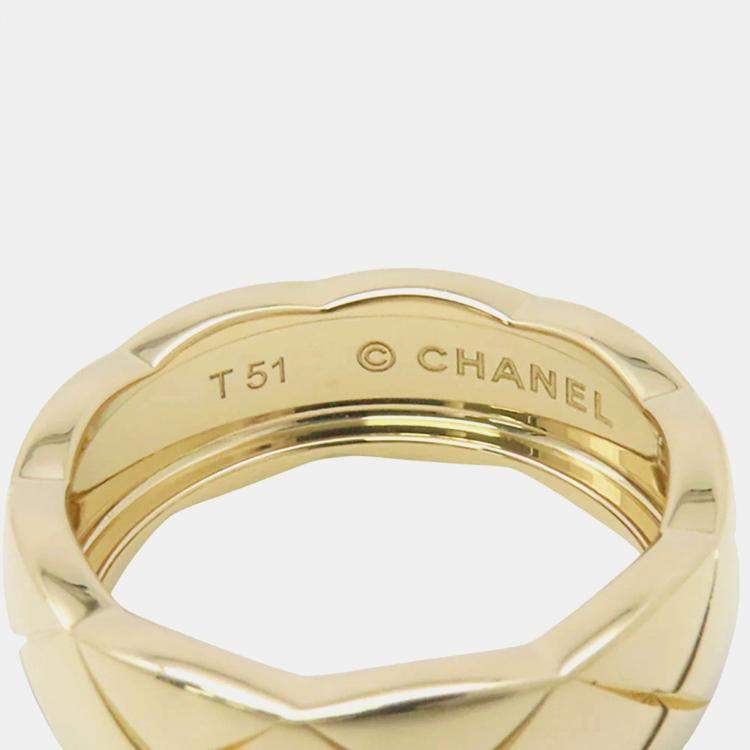 Pre Owned Chanel Coco Crash 18K Yellow Gold Ring Size Medium
