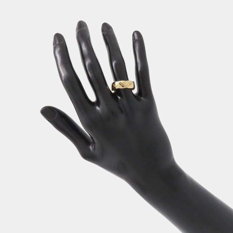 Pre Owned Chanel Coco Crash 18K Yellow Gold Ring Size Medium