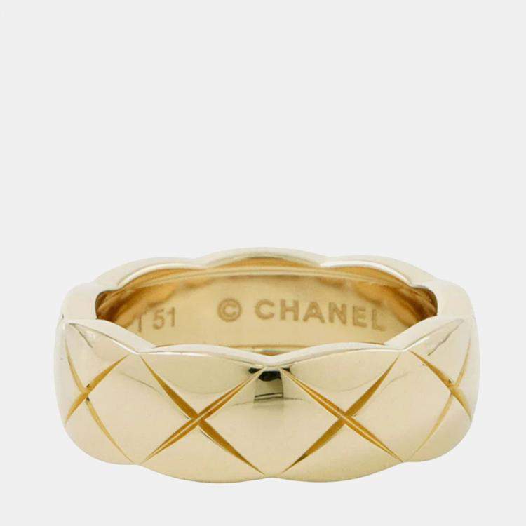 Pre Owned Chanel Coco Crash 18K Yellow Gold Ring Size Medium