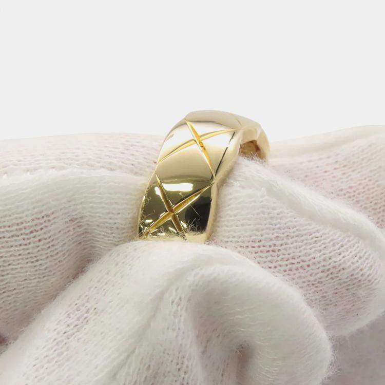 Pre Owned Chanel Coco Crash 18K Yellow Gold Ring Size Medium