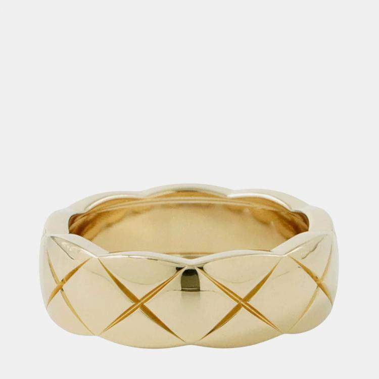 Pre Owned Chanel Coco Crash 18K Yellow Gold Ring Size Medium