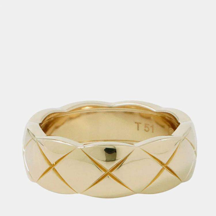 Pre Owned Chanel Coco Crash 18K Yellow Gold Ring Size Medium
