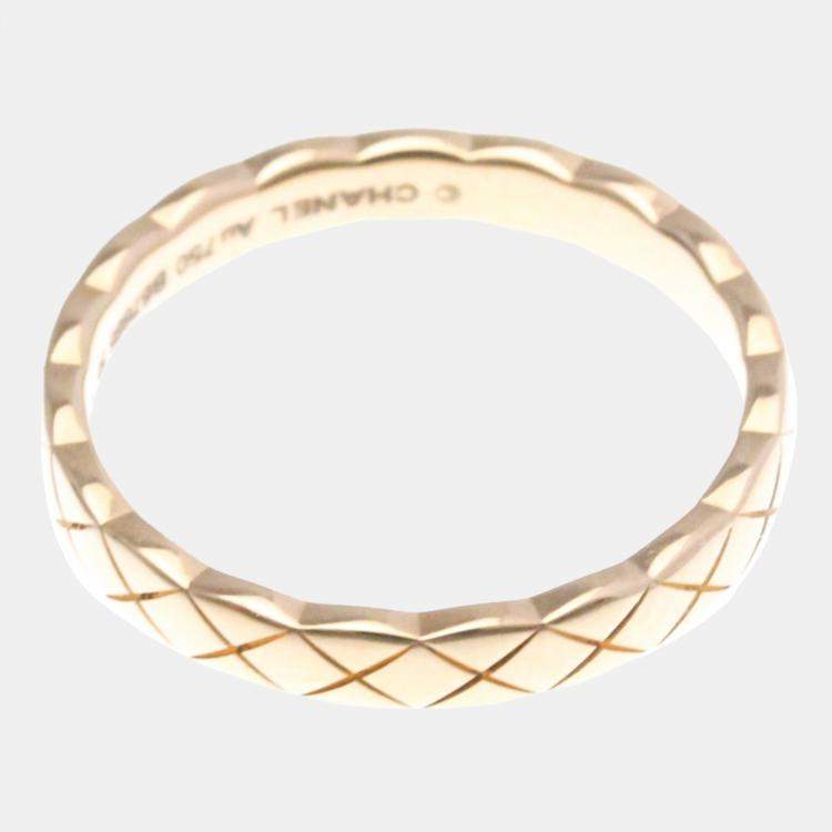 Pre Owned Chanel Coco Crush  Fashion No Stone Mini Model 18K Pink Gold Band Ring