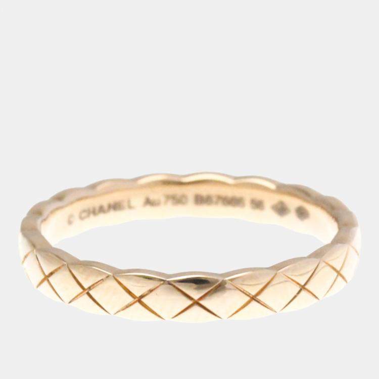 Pre Owned Chanel Coco Crush  Fashion No Stone Mini Model 18K Pink Gold Band Ring