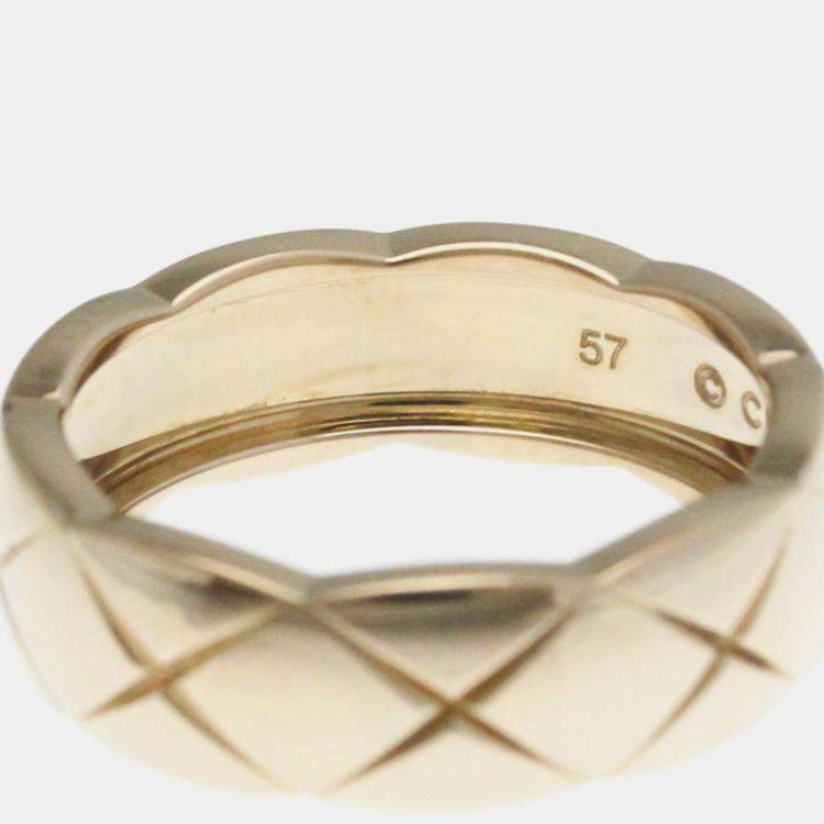 Pre Owned Chanel Coco Crush Medium Size Pink Gold 18K Fashion No Stone Band Ring Pink Gold