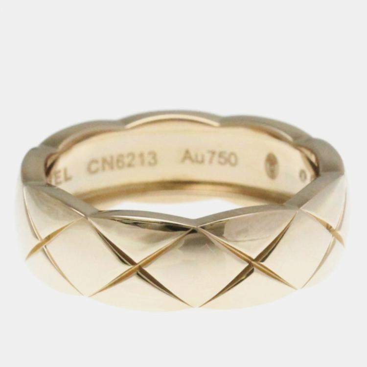 Pre Owned Chanel Coco Crush Medium Size Pink Gold 18K Fashion No Stone Band Ring Pink Gold