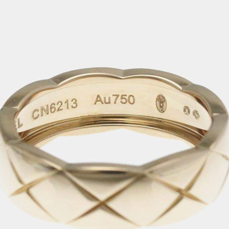 Pre Owned Chanel Coco Crush Medium Size Pink Gold 18K Fashion No Stone Band Ring Pink Gold