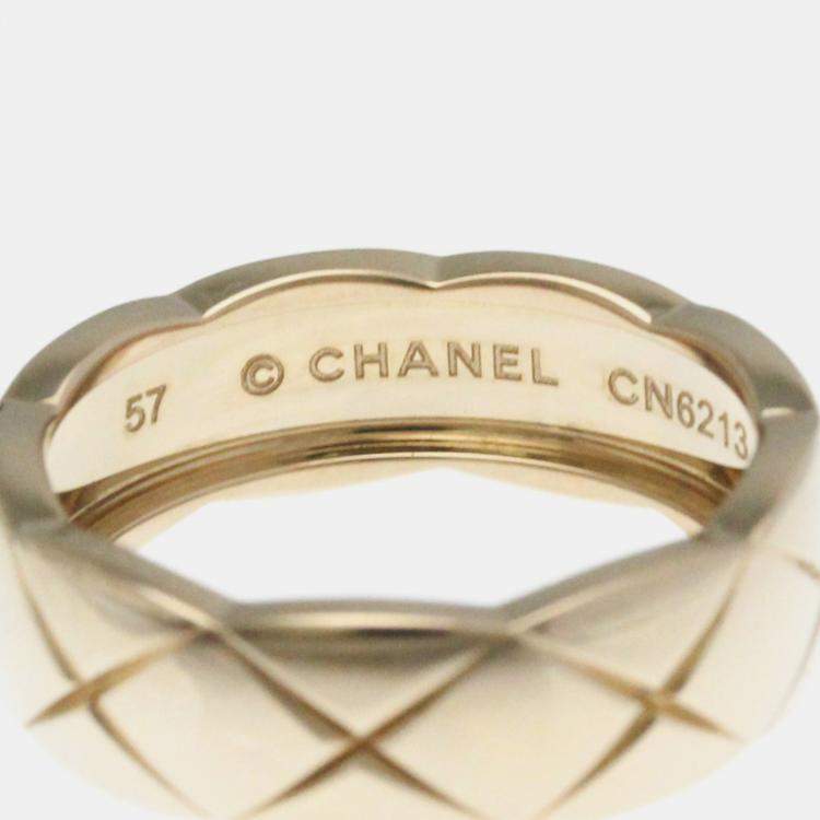 Pre Owned Chanel Coco Crush Medium Size Pink Gold 18K Fashion No Stone Band Ring Pink Gold
