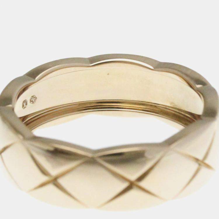 Pre Owned Chanel Coco Crush Medium Size Pink Gold 18K Fashion No Stone Band Ring Pink Gold