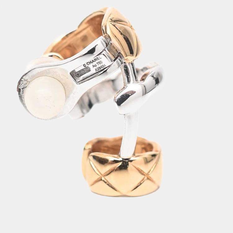 Pre Owned Chanel 18K Yellow/White Gold Coco Crush Earring + Ear Cuff