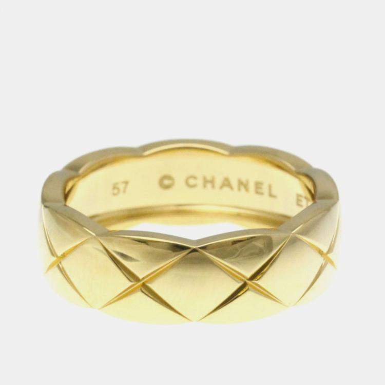 Pre Owned Chanel Coco Crush Ring Medium Size Yellow Gold 18K Band Ring Gold