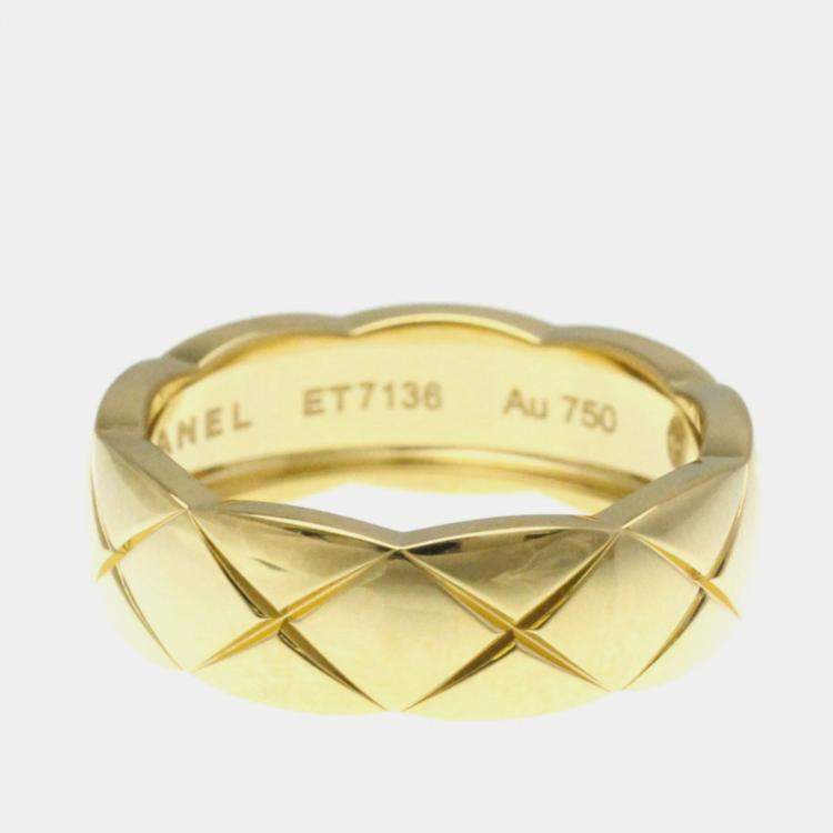 Pre Owned Chanel Coco Crush Ring Medium Size Yellow Gold 18K Band Ring Gold