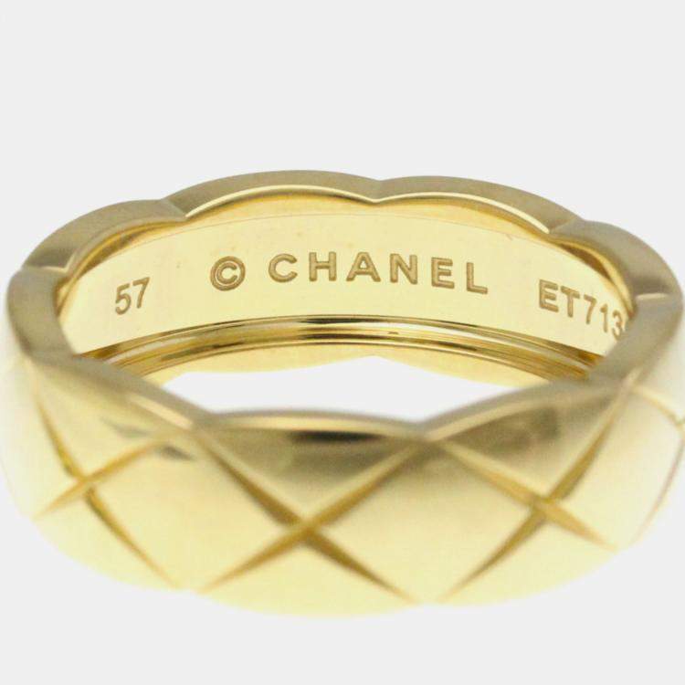 Pre Owned Chanel Coco Crush Ring Medium Size Yellow Gold 18K Band Ring Gold