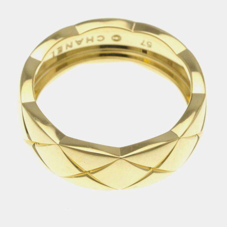Pre Owned Chanel Coco Crush Ring Medium Size Yellow Gold 18K Band Ring Gold