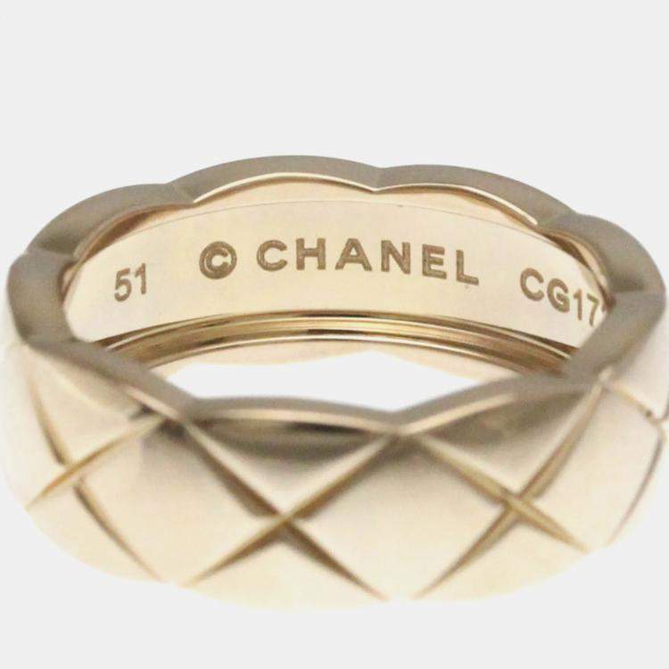 Pre Owned Chanel Coco Crush Medium 18K Pink Gold  Fashion Band Ring EU 51