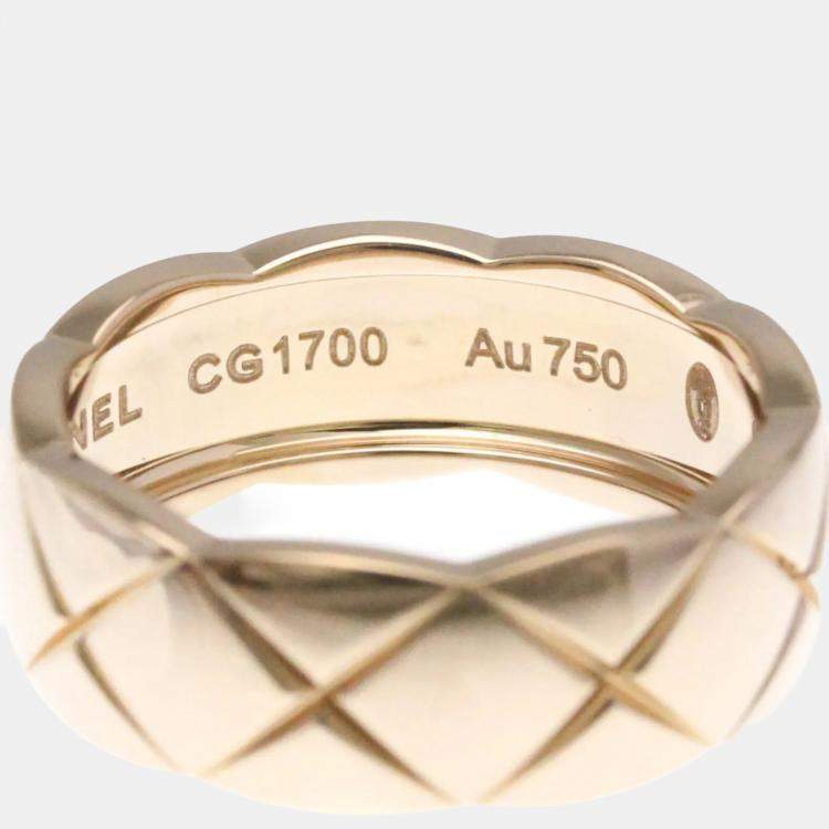 Pre Owned Chanel Coco Crush Medium Size Pink Gold 18K Fashion No Stone Band Ring Pink Gold