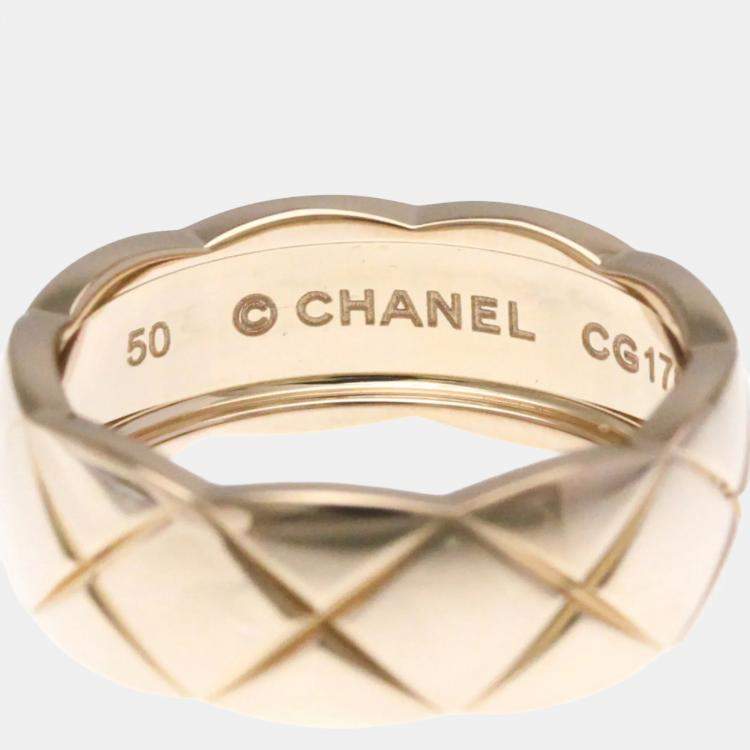 Pre Owned Chanel Coco Crush Medium Size Pink Gold 18K Fashion No Stone Band Ring Pink Gold