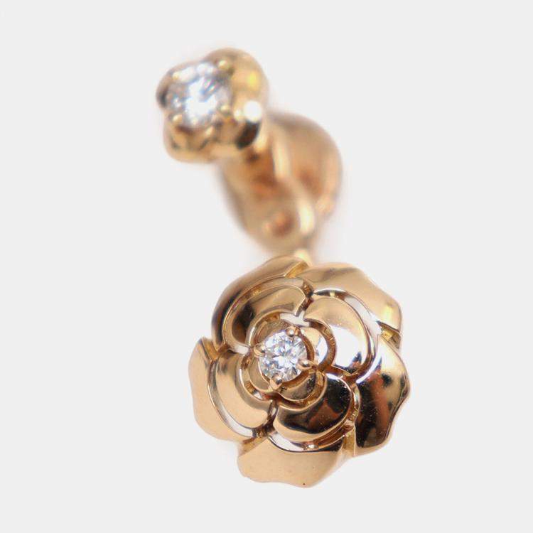 Pre Owned Chanel 18K Rose Gold Diamond Extrait de Camelia Single Earring