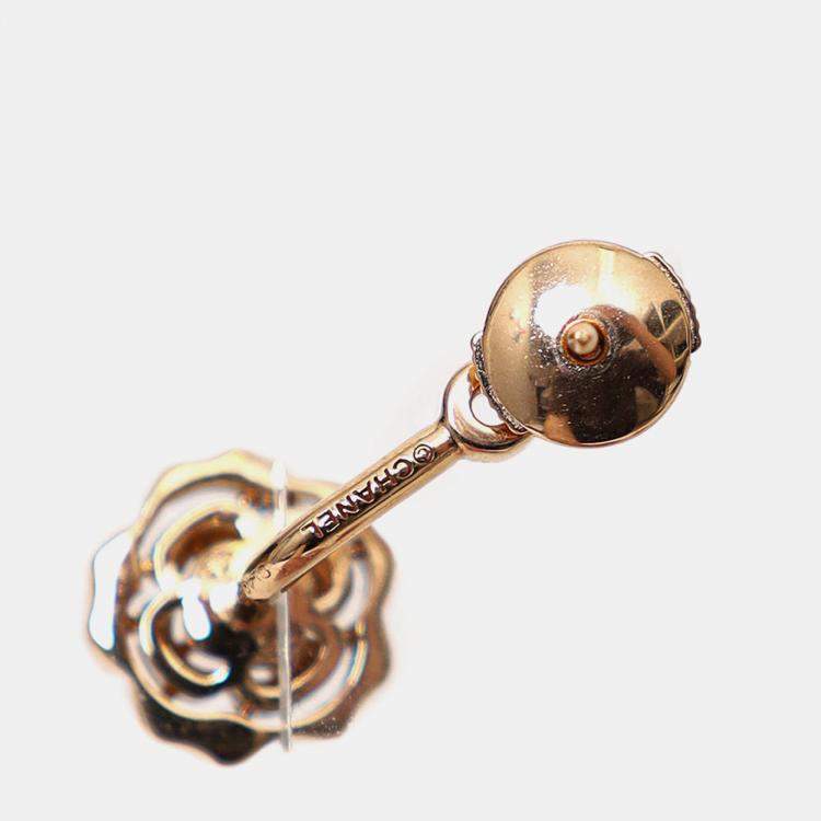 Pre Owned Chanel 18K Rose Gold Diamond Extrait de Camelia Single Earring