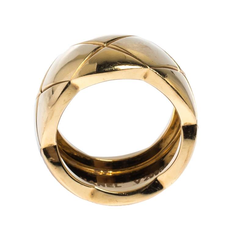 Chanel Coco Crush Quilted Motif 18k Yellow Gold Band Ring Size 49 Chanel Tlc