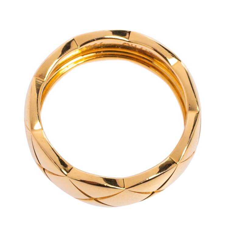 Pre Owned Chanel Coco Crush Quilted Motif 18K Yellow Gold Band Ring Size 50 