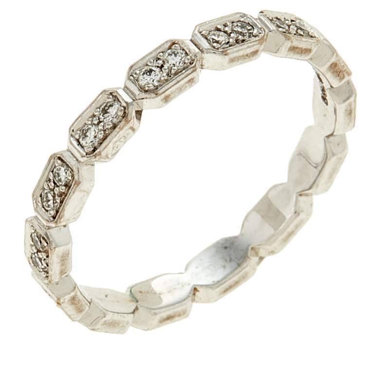 Pre Owned Chanel Premiere Diamond 18K White Gold Eternity Band Ring Size 52