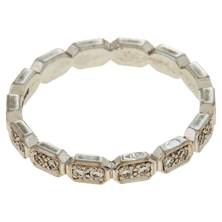 Pre Owned Chanel Premiere Diamond 18K White Gold Eternity Band Ring Size 52