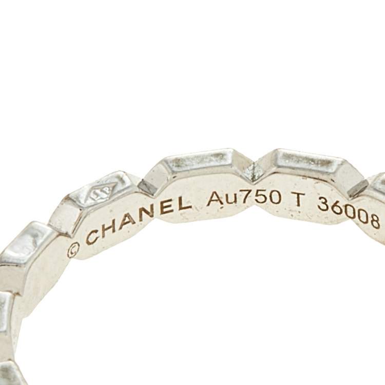 Pre Owned Chanel Premiere Diamond 18K White Gold Eternity Band Ring Size 52