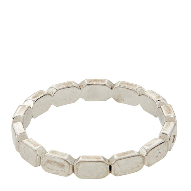 Pre Owned Chanel Premiere 18K White Gold Narrow Band Ring Size 52