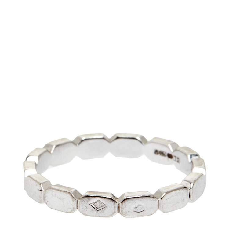 Pre Owned Chanel Premiere 18K White Gold Narrow Band Ring Size 52